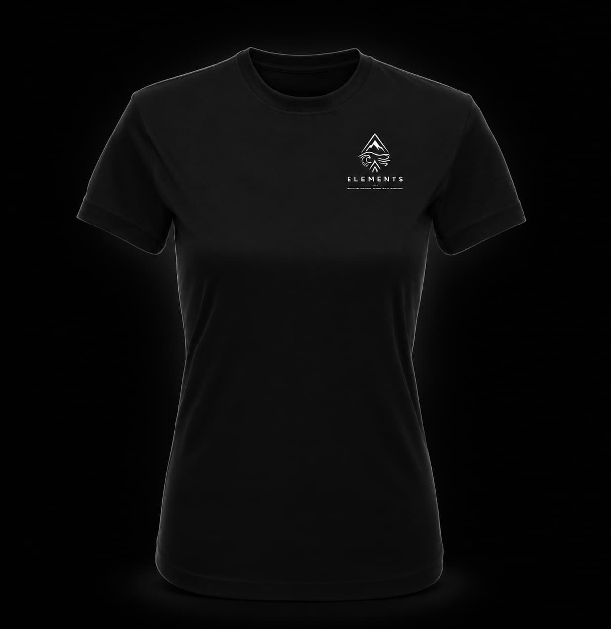 Elements T-shirt with chest, body length and sleeve measurement guides
